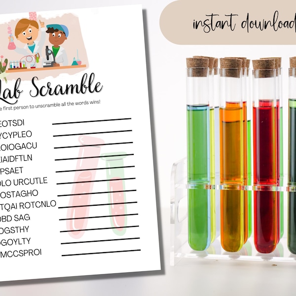 Lab Game | Lab Scramble | Lab Game Printable | Lab Gifts | Instant Download | Medical Laboratory Scientist