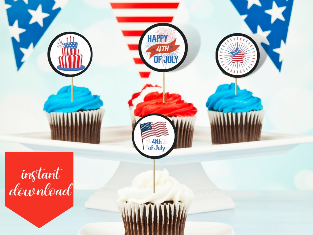 Printable Cupcake Toppers | 4th of July | July 4th | Instant Download ...