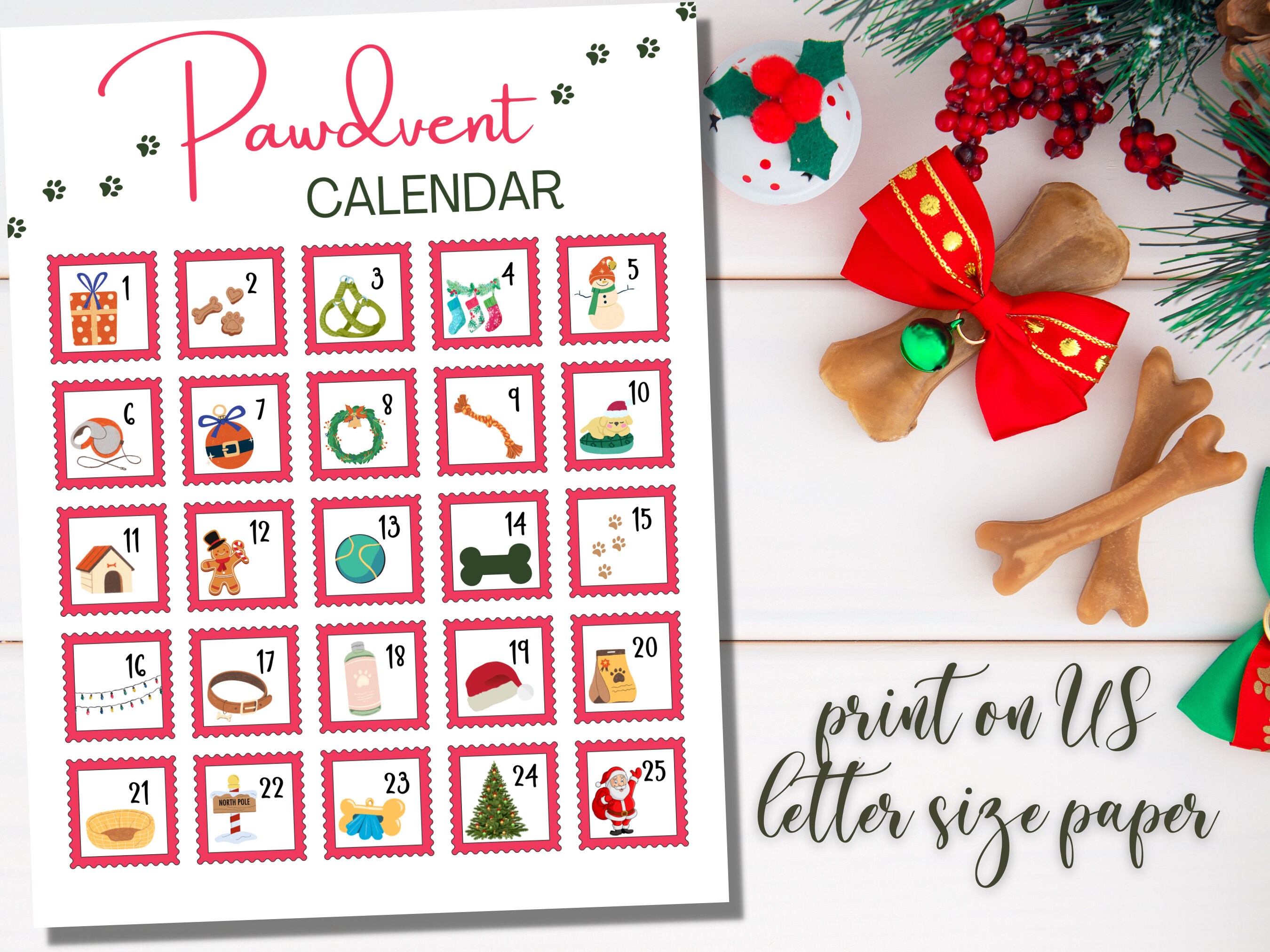Dog Advent Calendar Advent Calendar Printable Instant Etsy