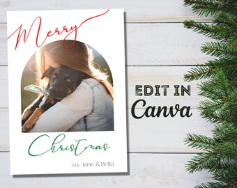 Christmas Card Template | Holiday Card Template | Photo Card Template | Merry Christmas Photo Card Template | 5x7 in | Instant Download