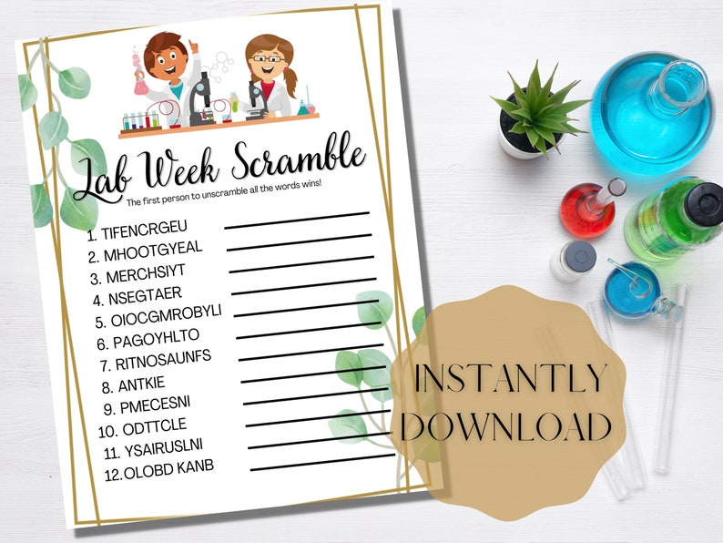 Lab Week Game | Lab Week Scramble | Lab Week Printable | Lab Week Gifts ...