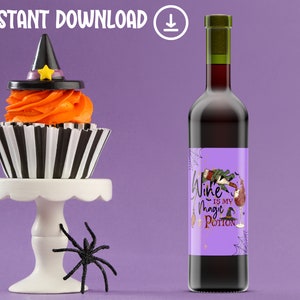Halloween Wine Labels | Wine Is My Magic Potion Wine Labels | Printable Halloween Wine Labels | Instant Download | Halloween Labels
