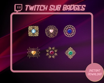 Twitch Sub Badges | Bit Badges | Badges for Streamers | Jewel Badges | Gem Stone Badges | Twitch Sub | Streamer Graphics