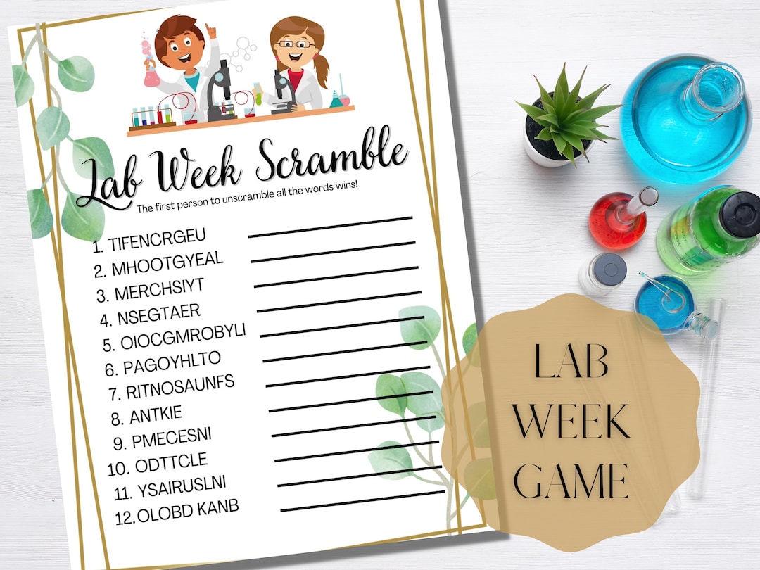 Lab Week Game | Lab Week Scramble | Lab Week Printable | Lab Week Gifts ...
