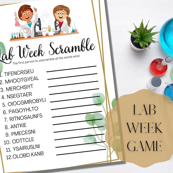 Lab Week Game | Lab Week Scramble | Lab Week Printable | Lab Week Gifts | Instant Download