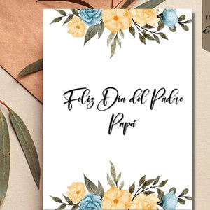 Feliz Dia del Padre | Printable Card | Spanish Father's Day Card | PDF File | 5 x 7 in. | Instant Download | Personalize Name |