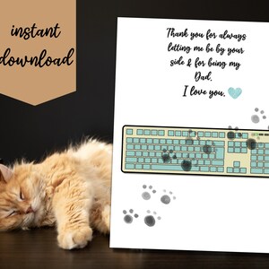Arte de impresión de pata del Día del Padre imprimible / Día del Padre / Papá gato / Cumpleaños de papá gato / Artesanía de impresión de pata / Carta de EE. UU. / Descarga instantánea