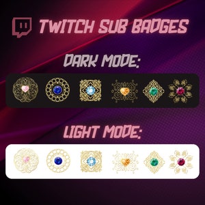 Twitch Sub Badges Bit Badges Badges for Streamers Jewel Badges Gem ...