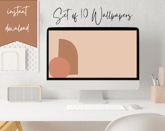 Boho Desktop Wallpaper | Set of 10 | Minimalist Laptop Wallpaper | Macbook Wallpaper | PC Wallpaper | Aesthetic Wallpaper | Instant Download