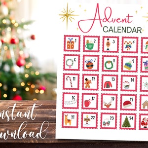 Advent Calendar | Advent Calendar Printable | Instant Download | Christmas Countdown | PDF File | Christmas Countdown Printable