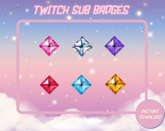 Twitch Sub Badges / Twitch Bit Badges / Bit Badges Cute / Sub Badges Crystal Set / Sub Badges Twitch / Badges for Streamers