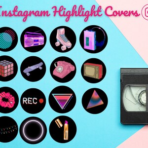 80&#39;s Retro Instagram Highlight Covers | 15 Instagram Story Covers | Instagram Icons | Covers for Instagram Highlights | IG covers