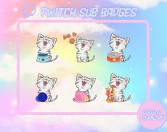 Twitch Sub Badges | Twitch Bit Badges | Bit Badges Cute | Sub Badges Cat | Sub Badges Twitch | Badges for Streamers