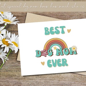 Best Dog Mom Ever Card Printable Mothers Day Card Dog Mom Card Mothers Day Card from Dog Dog Lover Card Instant Download Retro image 5