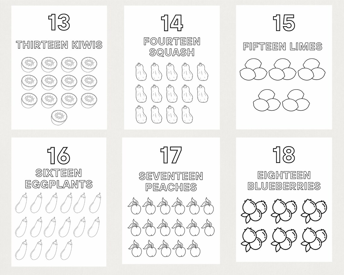 Learning to Count / Printable Coloring Pages - Etsy