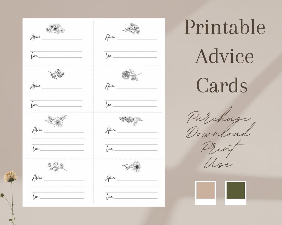 Advice Note Table Printable Advice Cards - Etsy