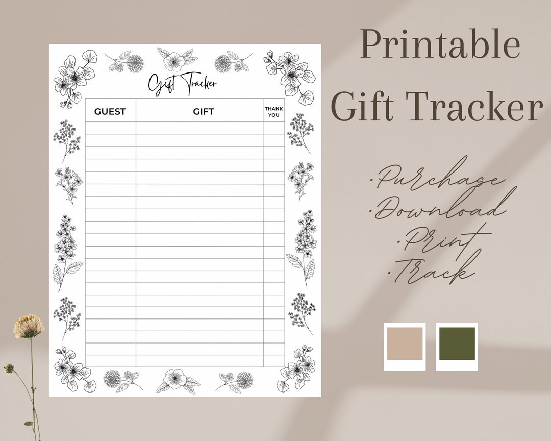 Printable Gift Tracker - Etsy