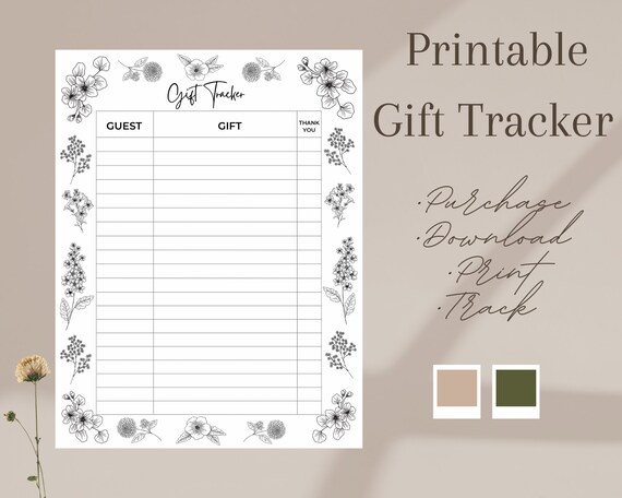Printable Gift Tracker - Etsy
