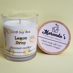 Lemon Drop Scented Hand Poured Soy Wax Container Candles and Wax Melts | Home Décor House Warming Gift for Her
