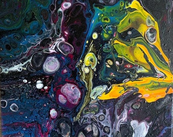Abstract Seahorse Painting • Modern Art • Abstract Acrylic Pour • Contemporary • Acrylic Colorful Painting