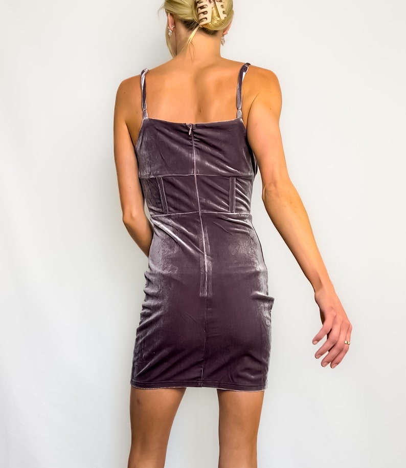 Cameron Velvet Corset Mini Dress in Smoky Purple - Shop Distinctive Soul