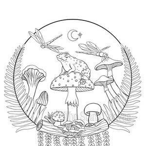 coloring pages mushrooms fairytale etsy