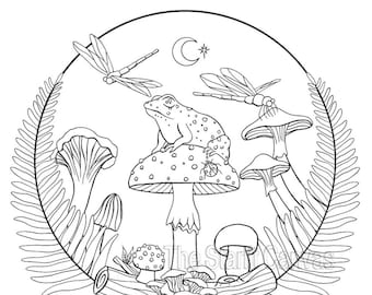 mushroom coloring etsy