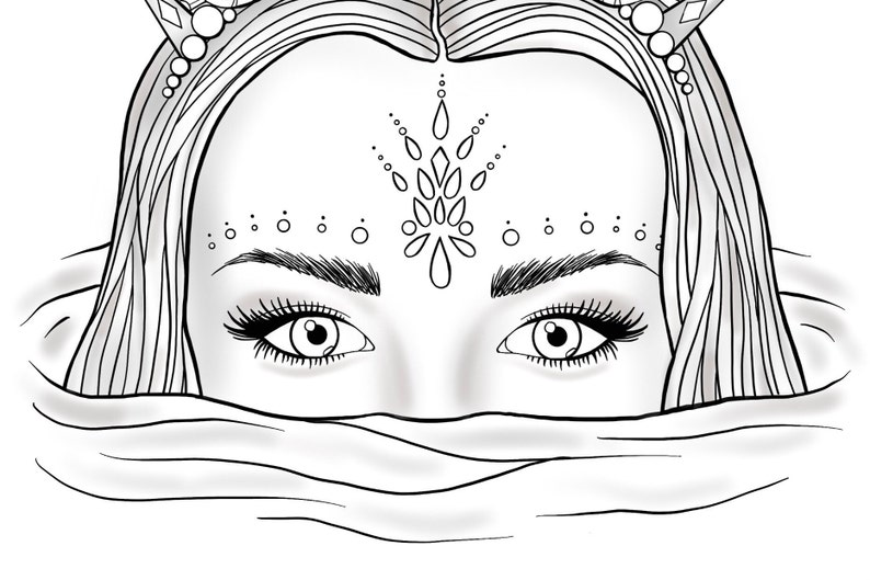 Mermaid Crown in the Sea Coloring Page PDF - Etsy Australia