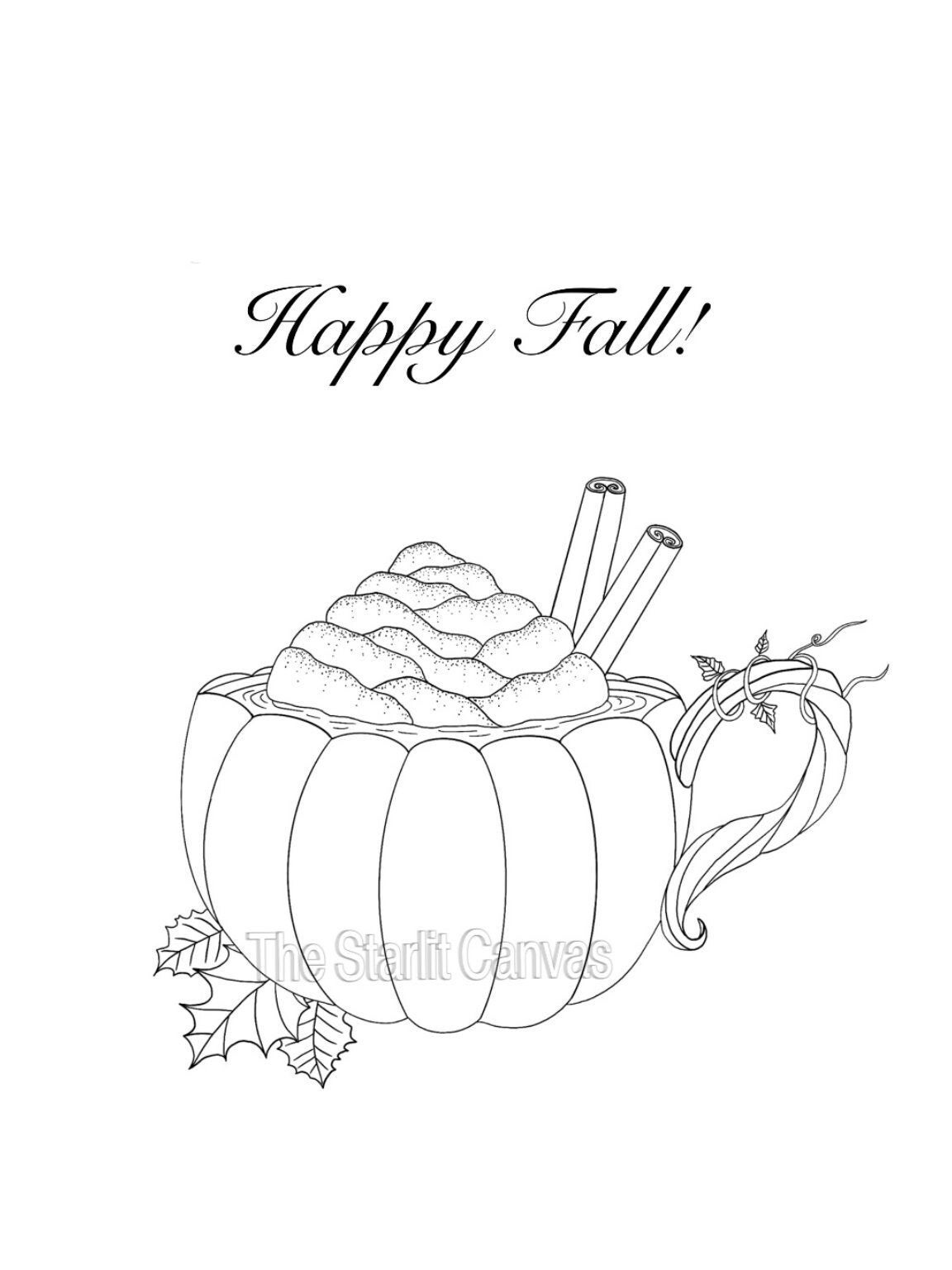 Pumpkin Spice Latte Coloring Page PDF Etsy