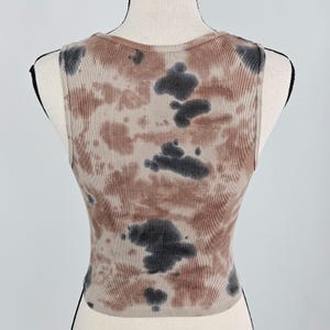 Von Dutch Vintage Brown Tie Dye Crop Ribbed Tank Top Women M Rhinestone Y2K FLAW Bild 11