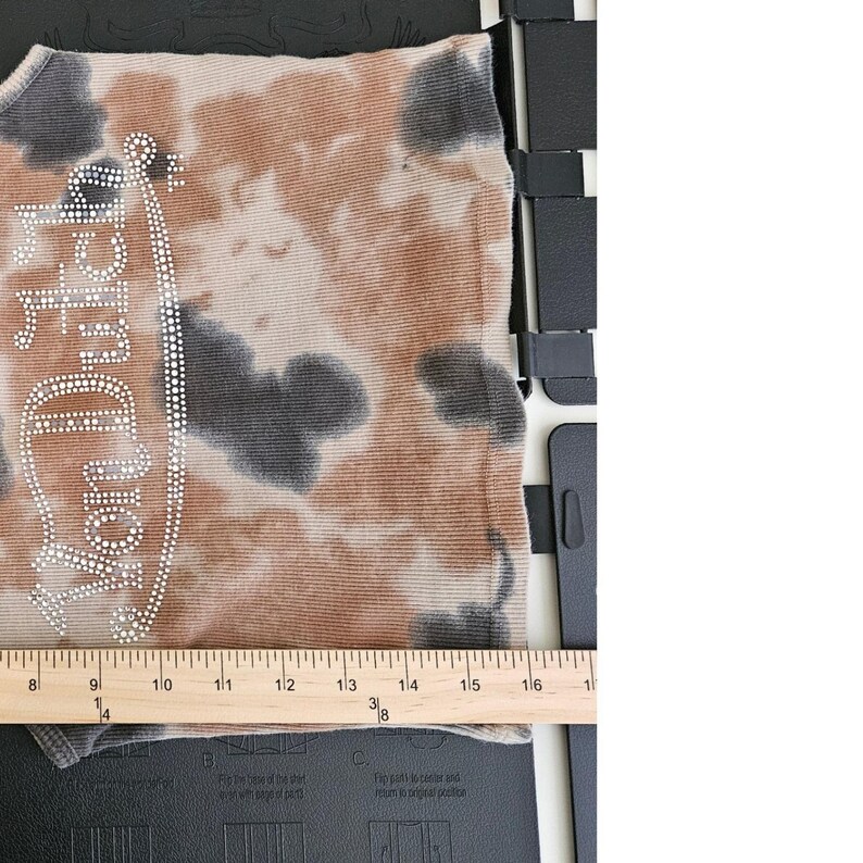 Von Dutch Vintage Brown Tie Dye Crop Ribbed Tank Top Women M Rhinestone Y2K FLAW Bild 13