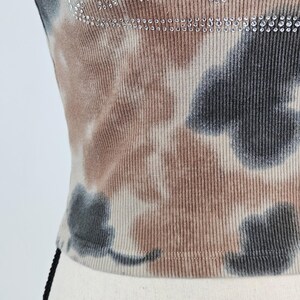 Von Dutch Vintage Brown Tie Dye Crop Ribbed Tank Top Women M Rhinestone Y2K FLAW Bild 12