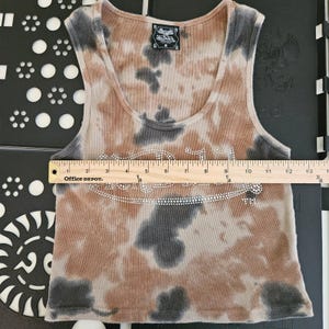 Von Dutch Vintage Brown Tie Dye Crop Ribbed Tank Top Women M Rhinestone Y2K FLAW Bild 14