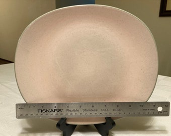 Harkerware Platters.  Three Shell Pink and one SeaFare, all with Dove Gray bottom.
