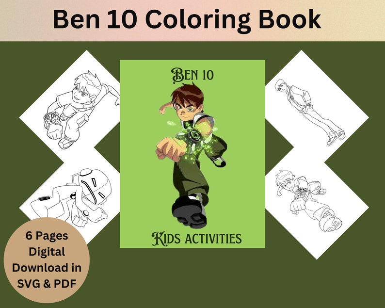 Ben 10 Coloring Pages Printable Art for Kids Digital Download Perfect for Crafting and Coloring Fun image 1