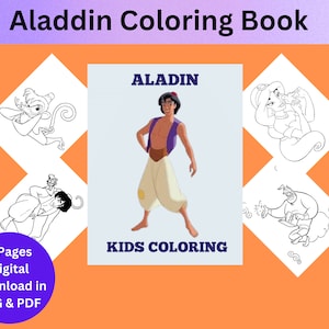 Aladdin Coloring Activity Book - Fairytale Book to Color with Printable Coloring Pages in PDF, SVG & JPG