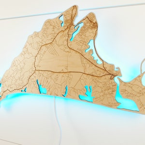 Martha&#39;s Vineyard Street Map Illuminated Elegant Sign