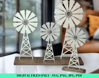 Windmill Stand Laser Digital Files - Glowforge Files - Windmill Decor - Farmhouse Windmill - Farmhouse Living - SVG Files for Laser
