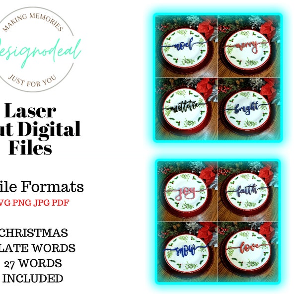 Christmas Plate Words Svg Etsy