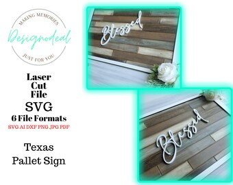 Pallet Wood Sign SVG | Stained Pallet Design | Framed Farmhouse Sign Digital File | Rustic Wall Art Blessed Wall Decor | Farmhouse Home Art