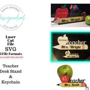 Keychain SVG Files Appreciation Name Plate Gift Personalized Pencil School Principal Sign SVG Digital Files Apple Desk Stand