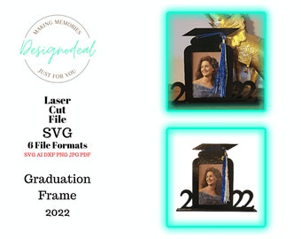 Graduation SVG - 2022 Graduation Photo Frame Laser File - Grad Cut Files - 2022 Graduation Frame SVG File - Glowforge Files - College Grad
