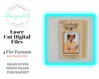 Graduation Frig Magnet SVG - Graduation Photo Frame Laser File - Grad Cut Files - Graduation Frame SVG File - Glowforge Files - College Grad