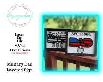 Military Dad Sign Laser Files - Green Line SVG - Military Glowforge Files - Gift for Dad Digital - Father's Day Gifts - Army Dad Sign Files