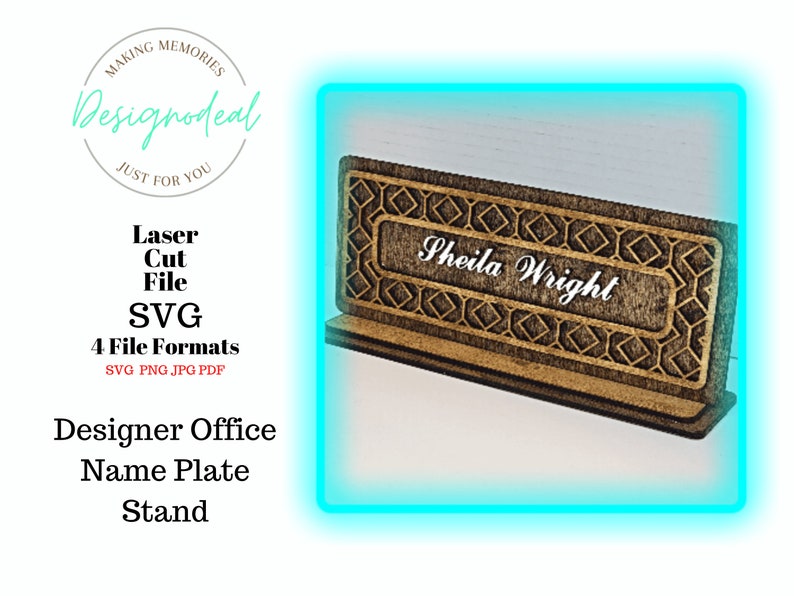 Office Name Plate Stand SVG Digital Files Recognition Laser Files Desk