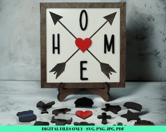 Home Arrow Sign Digital Files - Farmhouse Decor SVG - SVG Glowforge Files - Housewarming Digital Download -  Home Tiered Tray Decor Files