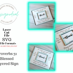 Signo de la Madre Bendita SVG - Archivo Digital Cristiano - Proverbios 31 Versículo de la Biblia - Regalo para mamá - Archivo Glowforge - Archivo de Corte Láser de Signo Bendito
