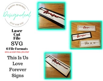 This Is Us Sign SVG Digital Download Files | Forever Sign Love Sign Family Name Sign SVG | Glowforge File | Farmhouse Framed Signs Download