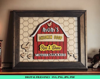 Mom's Chicken Coop Sign Digital Files - Farmhouse Decor SVG - SVG Glowforge Files - Country Digital Download -  Mothers Day Gift Files
