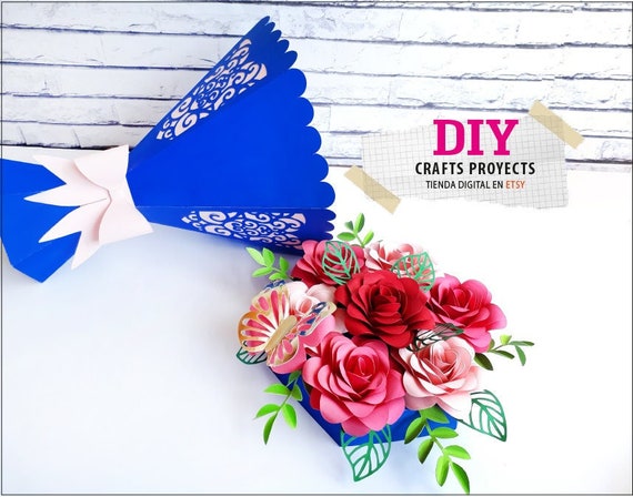 Plantilla GRATIS de Ramo de flores de papel – DIY. Regalo de San Valentín:  Bouquet de rosas – Studywithart